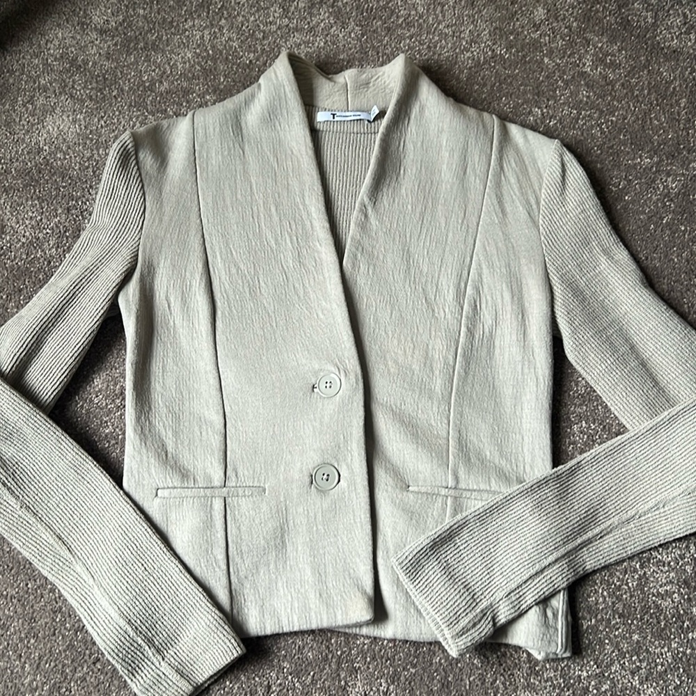 T by Alexander Wang cropped jacket grey open back small